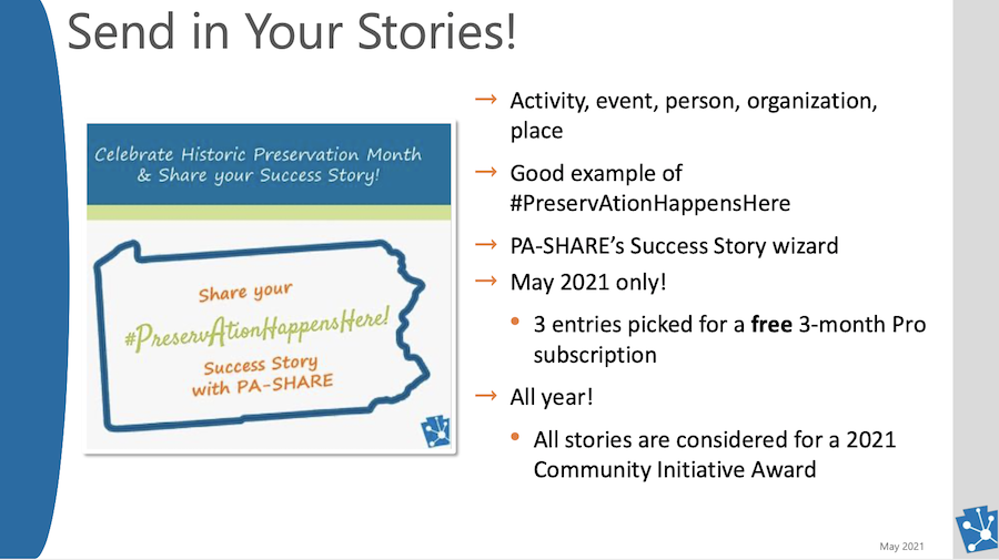PA-SHARE Success Story submission slide