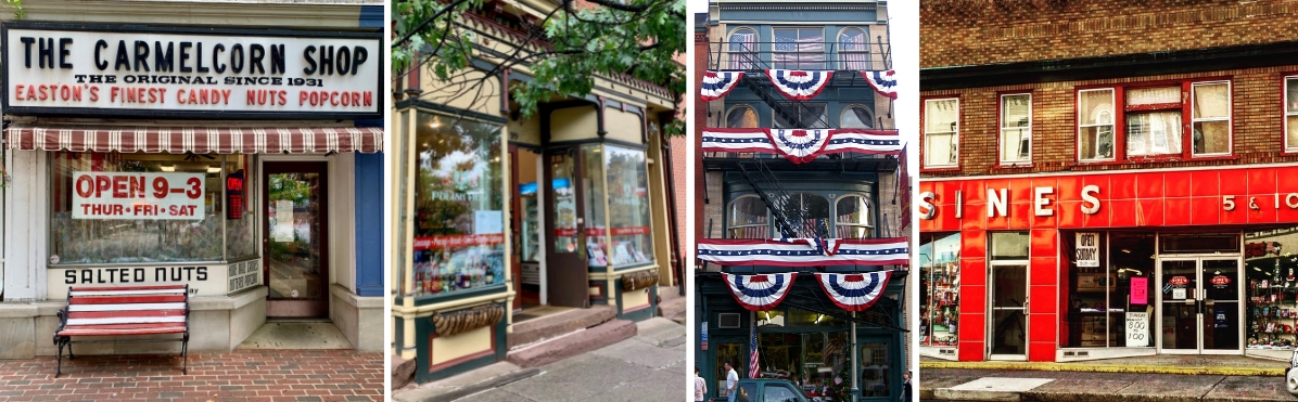 Collage of four historic Pennsylvania storefronts
