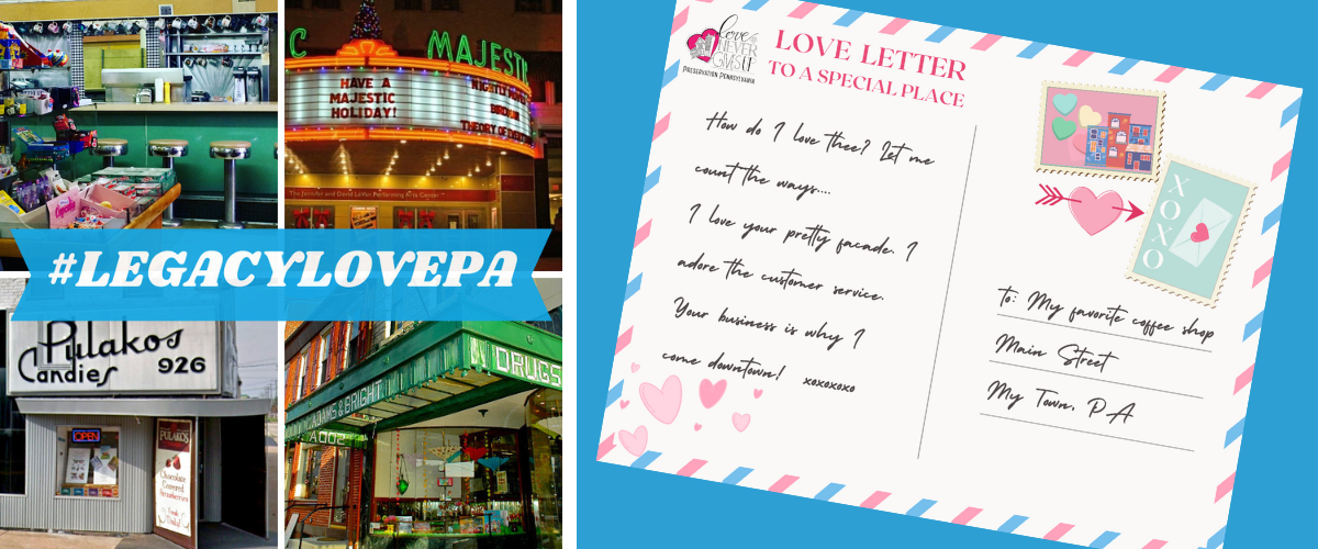 valentine postcard for Pennsylvania legacy businesses and historic places