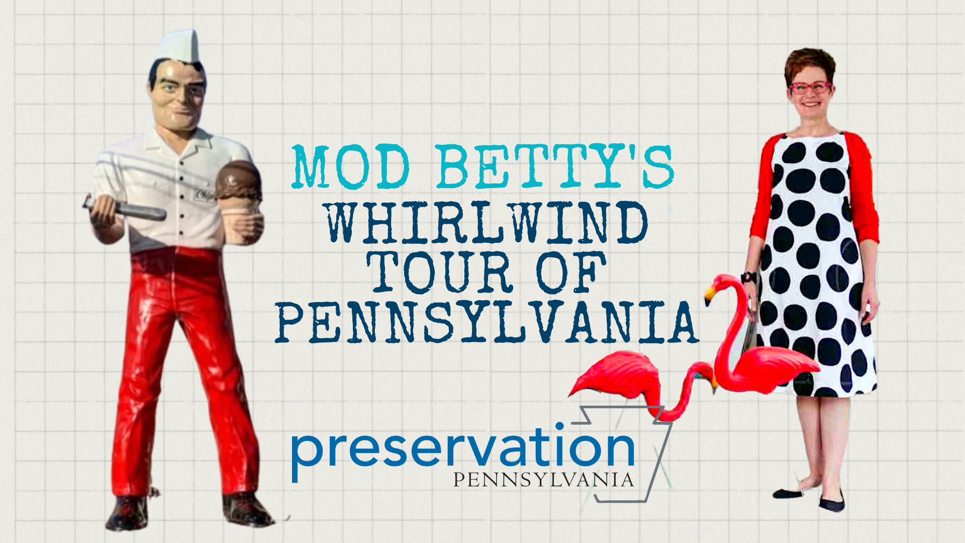 Mod Betty of Retro Roadmap promoting a whirlwind tour of Pennsylvania