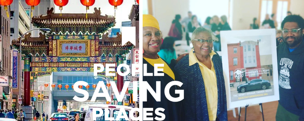 Judith Robinson, Jackie Wiggins, and Christopher R. Rogers celebrating the Tanner House's 11 Most Endangered listing