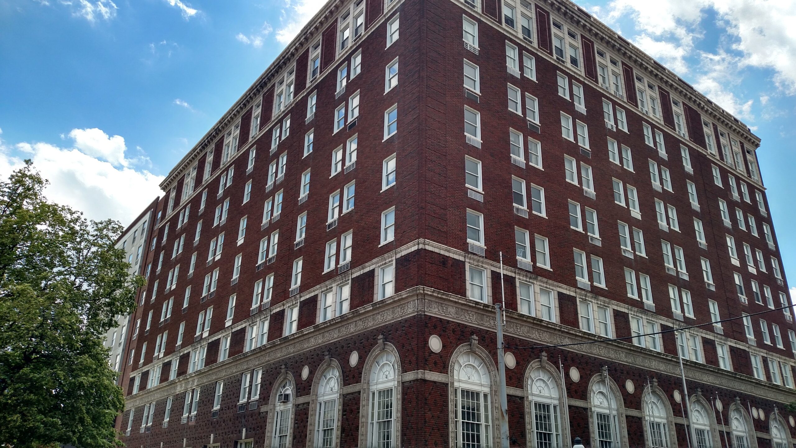 Exterior facade of the historic Yorktowne Hotel in downtown York
