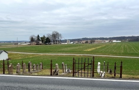 Rolling farmland and fields of Lancaster County