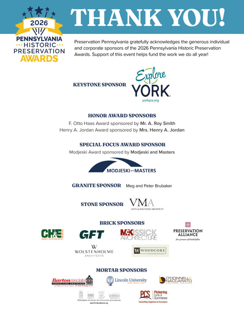 2026 Pennsylvania Historic Preservation Awards sponsors