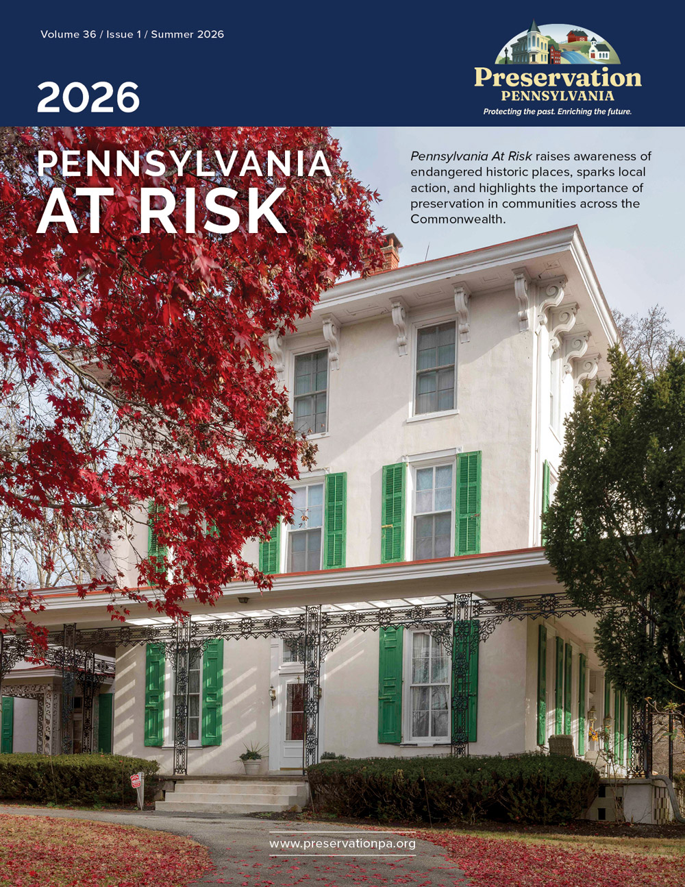 2026 Pennsylvania At Risk cover featuring white historic building