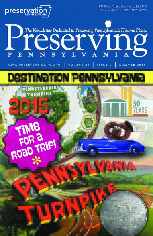 2015 newsletter cover featuring pennsylvania turnpike road trip theme