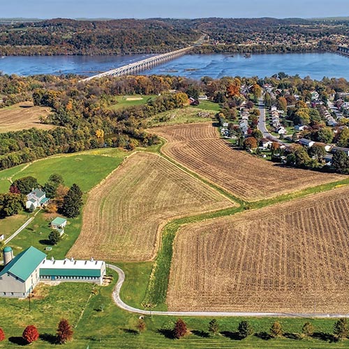 Historic Mifflin House and farmstead susquehanna river landscape