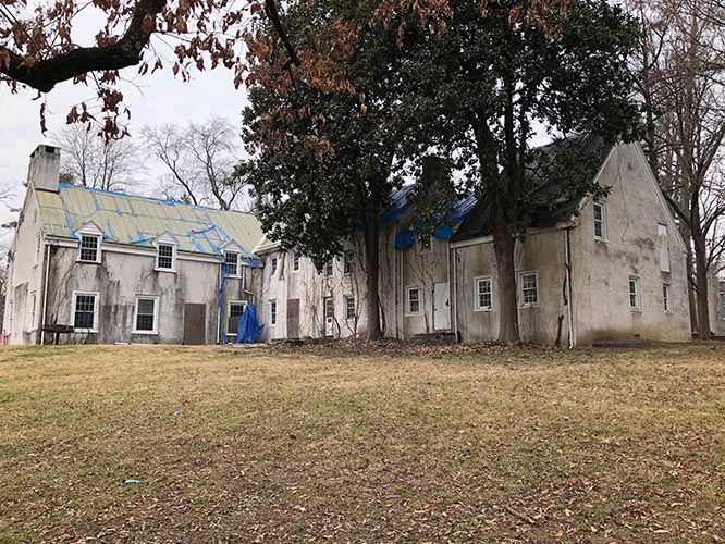 Historic Moore Irwin House side and rear view brick residence
