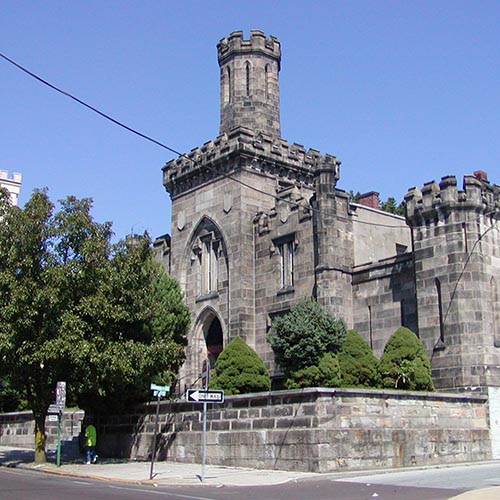 Historic Old Montgomery County Prison Airy Street stone castle style